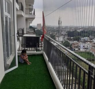 Child safety invisible grill on balcony