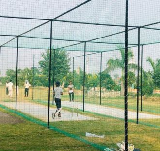 Cricket academy practice net installation