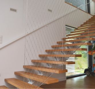 Open staircase safety netting